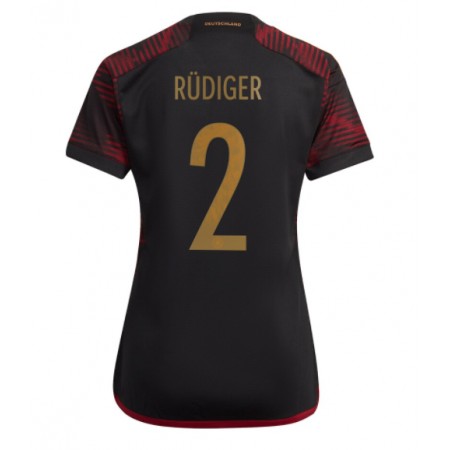 Camiseta de fútbol Alemania Antonio Rudiger 2 Mujer 2ª equipación Copa Mundo 2022